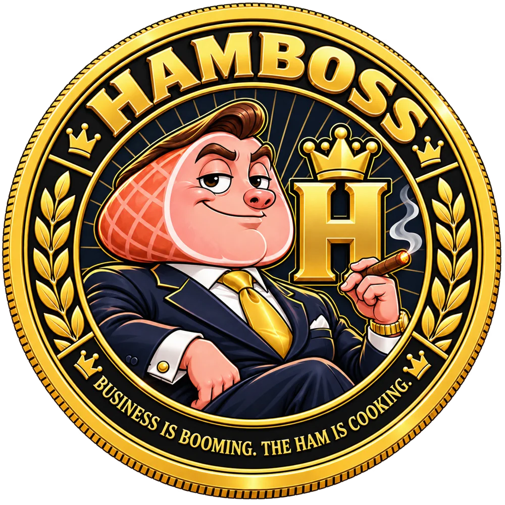 HamBoss gold coin featuring the official ham CEO mascot