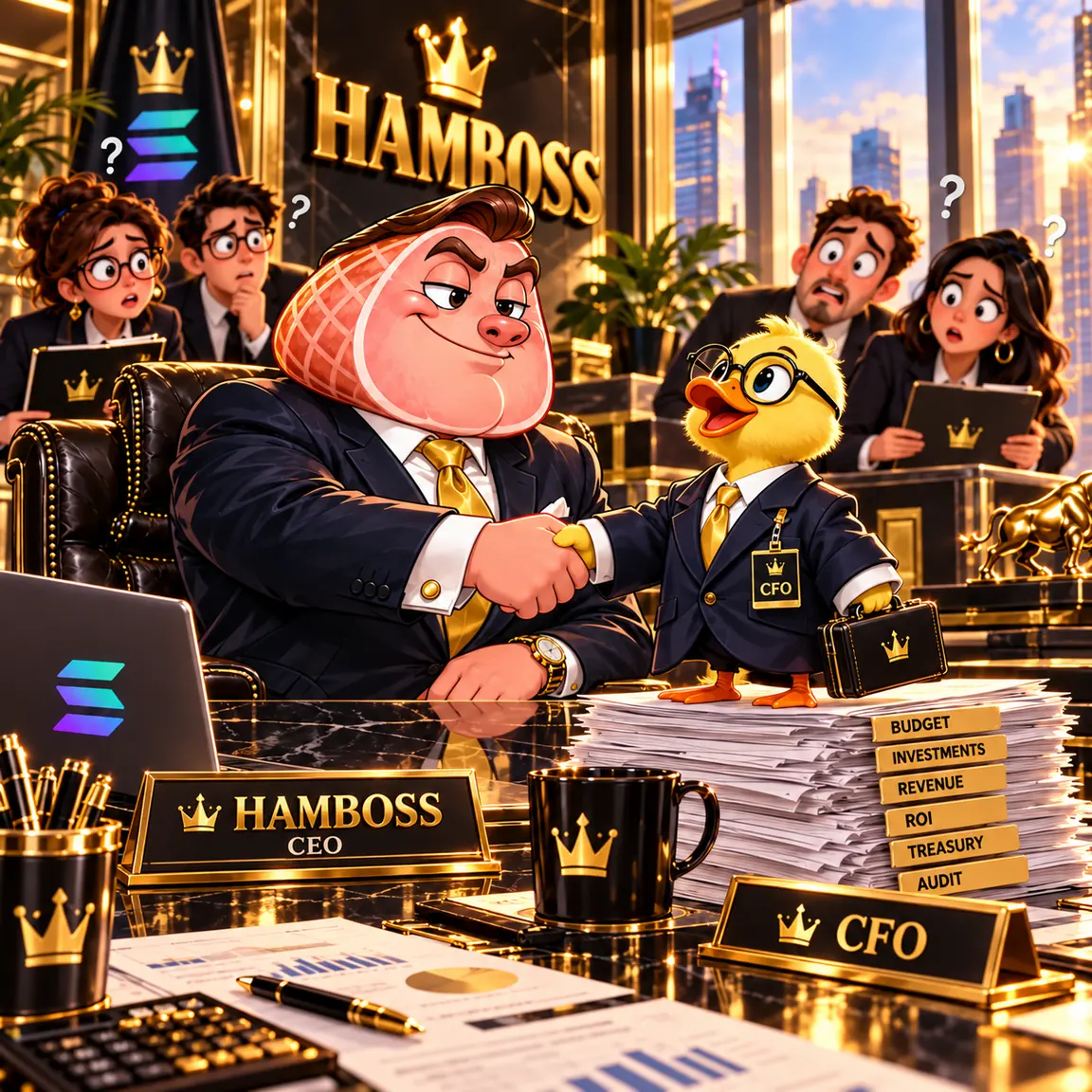 HamBoss story illustration: A duck runs the finances
